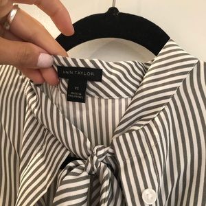 Ann Taylor grey and white striped shirt